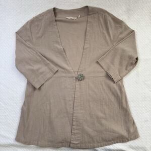 Soft Surroundings Benedetta Cotton Blend One-Button Top Beige Size PL